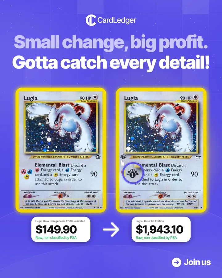 Lugia — $149 unlimited vs $1,943 1st edition